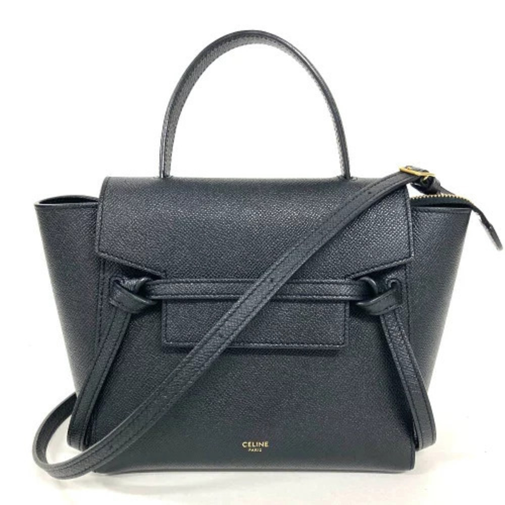 Celine Belt Body Waist Crossbody Handbag Leather Black